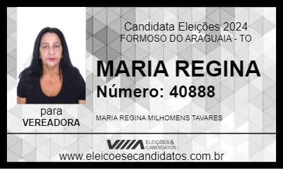 Candidato MARIA REGINA 2024 - FORMOSO DO ARAGUAIA - Eleições