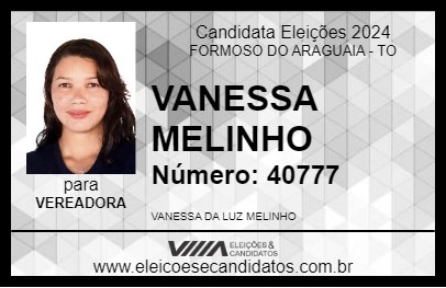 Candidato VANESSA MELINHO 2024 - FORMOSO DO ARAGUAIA - Eleições