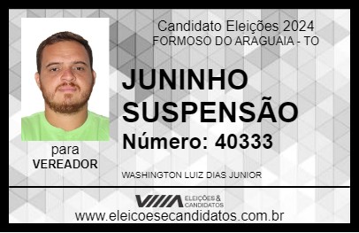 Candidato JUNINHO SUSPENSÃO 2024 - FORMOSO DO ARAGUAIA - Eleições