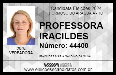 Candidato PROFESSORA IRACILDES 2024 - FORMOSO DO ARAGUAIA - Eleições