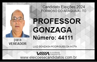 Candidato PROFESSOR GONZAGA 2024 - FORMOSO DO ARAGUAIA - Eleições