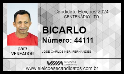 Candidato BICARLO 2024 - CENTENÁRIO - Eleições