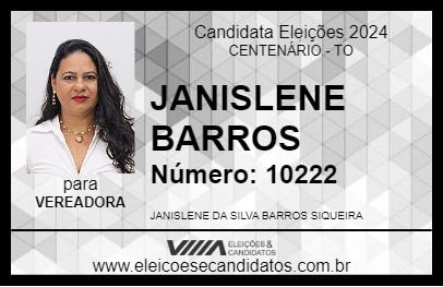 Candidato JANISLENE  BARROS 2024 - CENTENÁRIO - Eleições