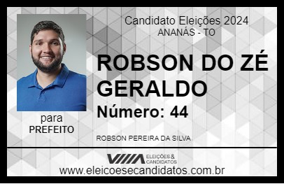 Candidato ROBSON DO ZÉ GERALDO 2024 - ANANÁS - Eleições