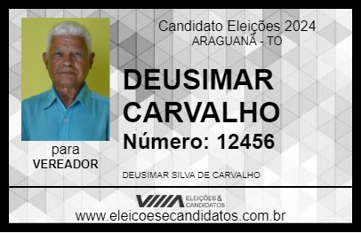 Candidato DEUSIMAR CARVALHO 2024 - ARAGUANÃ - Eleições