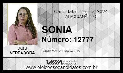 Candidato SONIA 2024 - ARAGUANÃ - Eleições