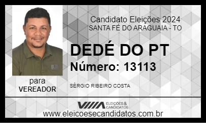 Candidato DEDÉ DO PT 2024 - SANTA FÉ DO ARAGUAIA - Eleições