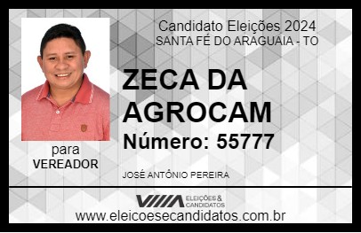 Candidato ZECA DA AGROCAM 2024 - SANTA FÉ DO ARAGUAIA - Eleições