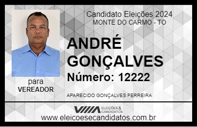 Candidato ANDRÉ GONÇALVES 2024 - MONTE DO CARMO - Eleições