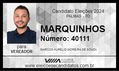 Candidato MARQUINHOS 2024 - PALMAS - Eleições