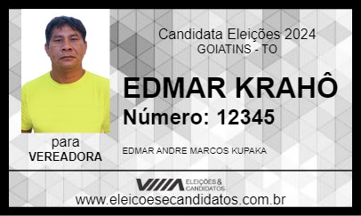 Candidato EDMAR KRAHÔ 2024 - GOIATINS - Eleições