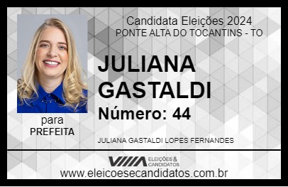 Candidato JULIANA GASTALDI 2024 - PONTE ALTA DO TOCANTINS - Eleições