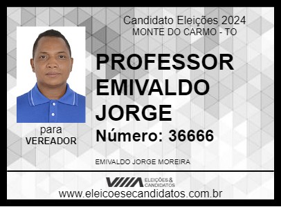 Candidato PROFESSOR EMIVALDO JORGE 2024 - MONTE DO CARMO - Eleições