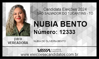 Candidato NUBIA BENTO 2024 - SÃO SALVADOR DO TOCANTINS - Eleições