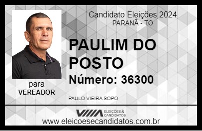 Candidato PAULIM DO POSTO 2024 - PARANÃ - Eleições