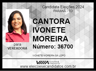 Candidato CANTORA IVONETE MOREIRA 2024 - PARANÃ - Eleições