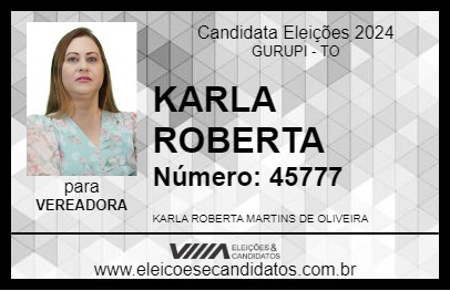 Candidato KARLA ROBERTA 2024 - GURUPI - Eleições