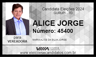 Candidato ALICE JORGE 2024 - GURUPI - Eleições