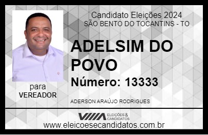 Candidato ADELSIM DO POVO 2024 - SÃO BENTO DO TOCANTINS - Eleições