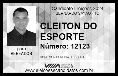 Candidato CLEITON DO ESPORTE 2024 - BERNARDO SAYÃO - Eleições