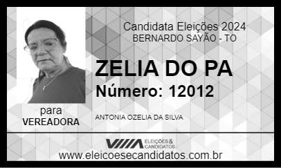 Candidato ZELIA DO P A 2024 - BERNARDO SAYÃO - Eleições