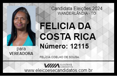 Candidato FELICIA DA COSTA RICA 2024 - WANDERLÂNDIA - Eleições