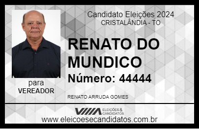 Candidato RENATO DO MUNDICO 2024 - CRISTALÂNDIA - Eleições