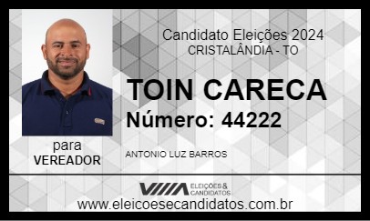 Candidato TOIN CARECA 2024 - CRISTALÂNDIA - Eleições