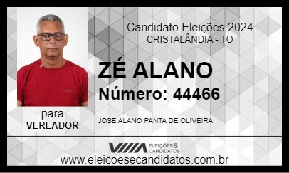 Candidato ZÉ ALANO 2024 - CRISTALÂNDIA - Eleições