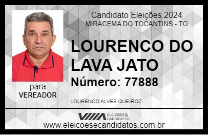 Candidato LOURENCO DO LAVA JATO 2024 - MIRACEMA DO TOCANTINS - Eleições