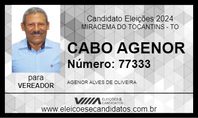 Candidato CABO AGENOR 2024 - MIRACEMA DO TOCANTINS - Eleições