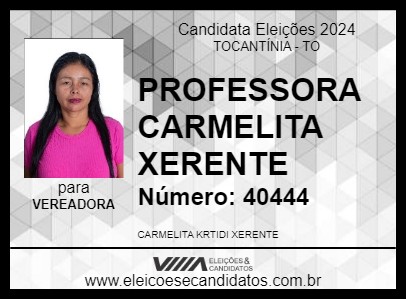 Candidato PROFESSORA CARMELITA XERENTE 2024 - TOCANTÍNIA - Eleições