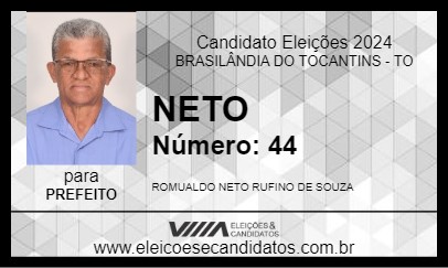 Candidato NETO 2024 - BRASILÂNDIA DO TOCANTINS - Eleições