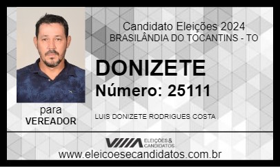 Candidato DONIZETE 2024 - BRASILÂNDIA DO TOCANTINS - Eleições