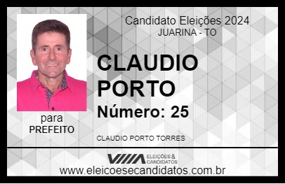 Candidato CLAUDIO PORTO 2024 - JUARINA - Eleições