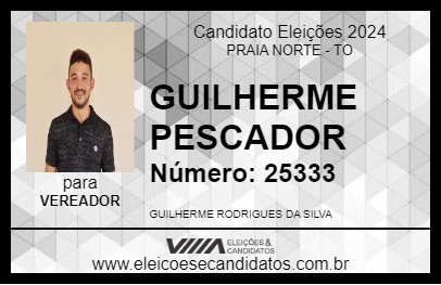 Candidato GUILHERME PESCADOR 2024 - PRAIA NORTE - Eleições