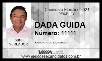 Candidato DADA GUIDA 2024 - PEIXE - Eleições