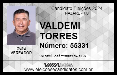 Candidato VALDEMI TORRES 2024 - NAZARÉ - Eleições