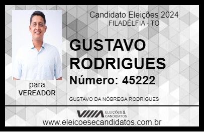 Candidato GUSTAVO RODRIGUES 2024 - FILADÉLFIA - Eleições