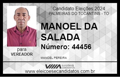 Candidato MANOEL DA SALADA 2024 - PALMEIRAS DO TOCANTINS - Eleições