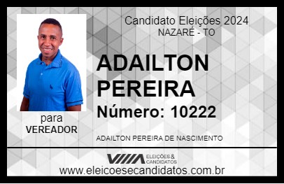 Candidato ADAILTON PEREIRA 2024 - NAZARÉ - Eleições