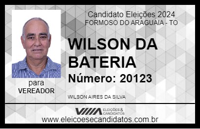 Candidato WILSON DA BATERIA 2024 - FORMOSO DO ARAGUAIA - Eleições