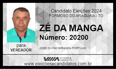 Candidato ZÉ DA MANGA 2024 - FORMOSO DO ARAGUAIA - Eleições