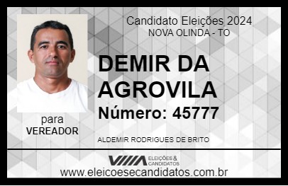 Candidato DEMIR DA AGROVILA 2024 - NOVA OLINDA - Eleições