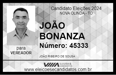 Candidato JOÃO BONANZA 2024 - NOVA OLINDA - Eleições