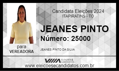 Candidato JEANES PINTO 2024 - ITAPIRATINS - Eleições