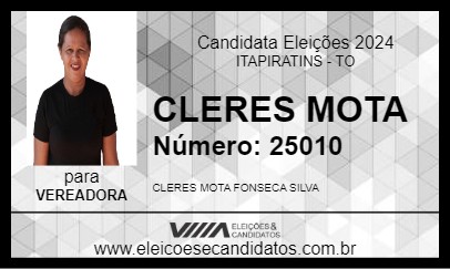 Candidato CLERES MOTA 2024 - ITAPIRATINS - Eleições