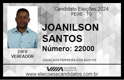 Candidato JOANILSON SANTOS 2024 - PEIXE - Eleições