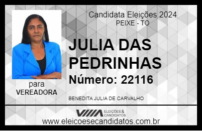 Candidato JULIA DAS PEDRINHAS 2024 - PEIXE - Eleições