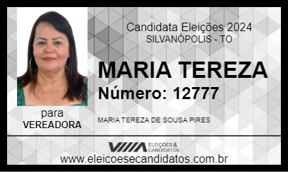 Candidato MARIA TEREZA 2024 - SILVANÓPOLIS - Eleições